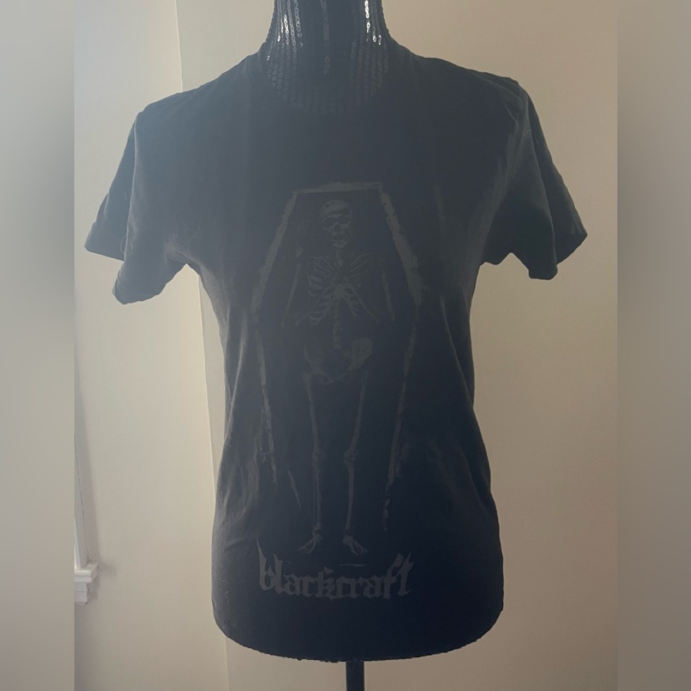 Black Craft Black Cotton Skelton T-Shirt Size Small